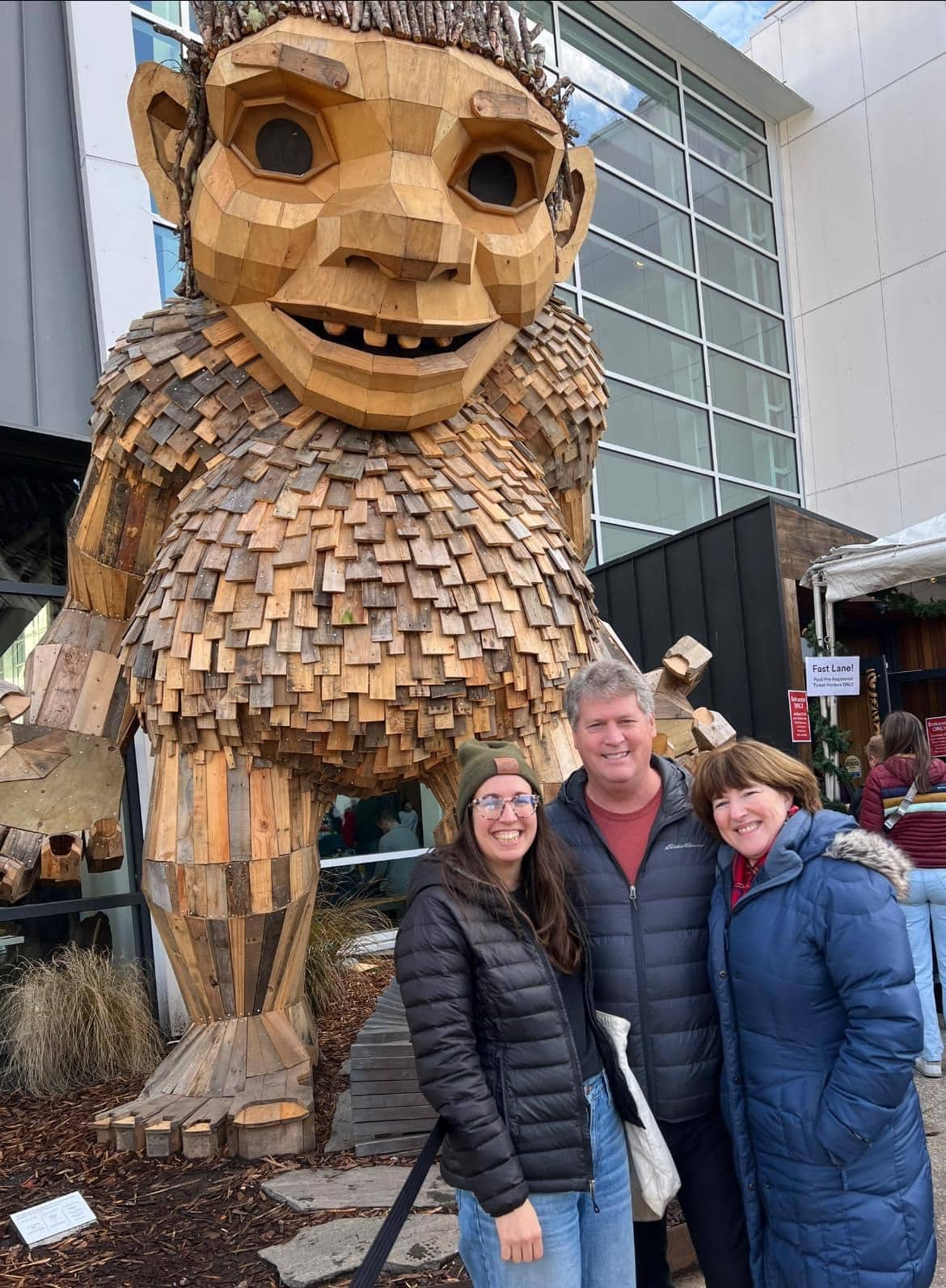 enormous wooden troll in front of Nordic Museum