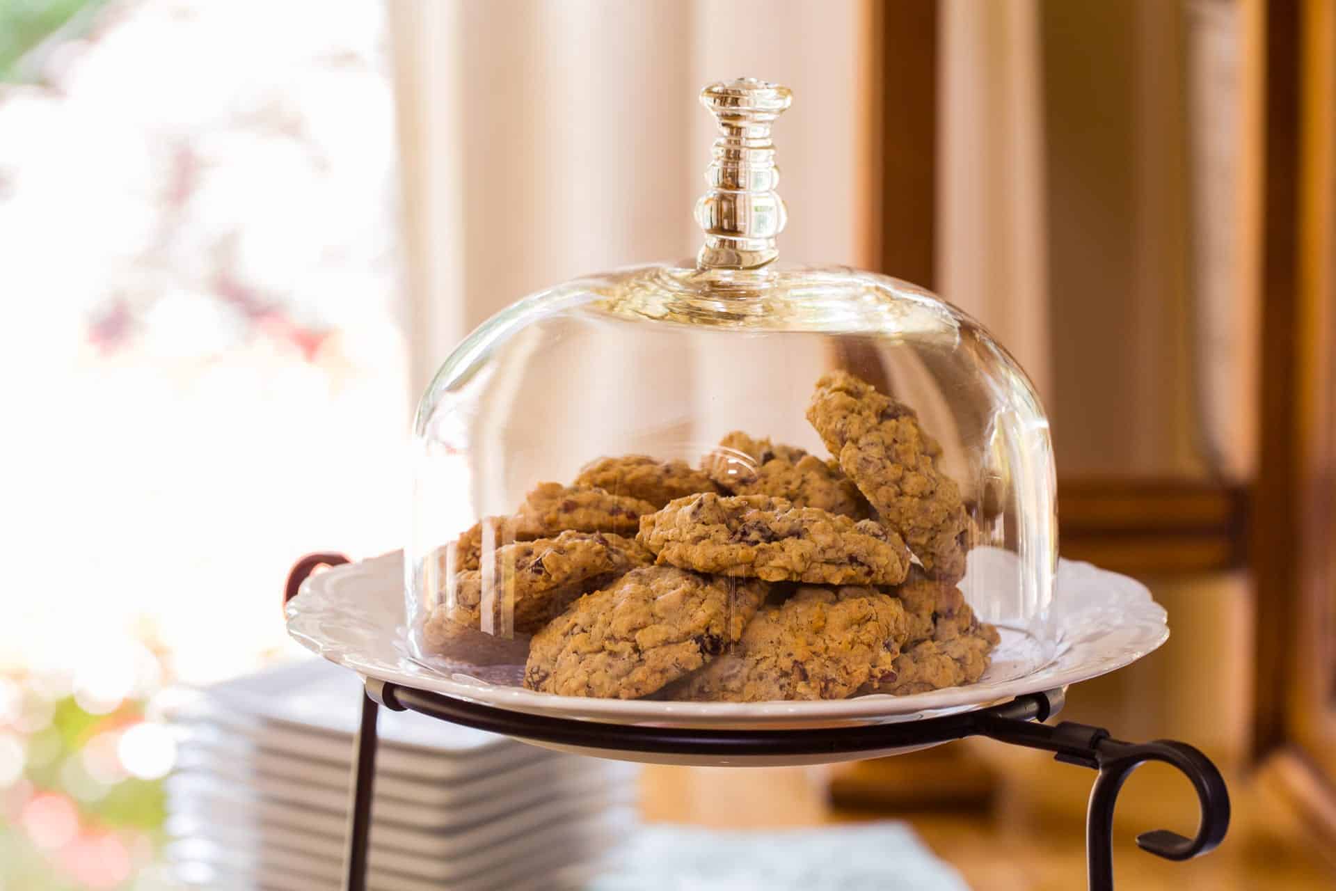 glass dome with cookies